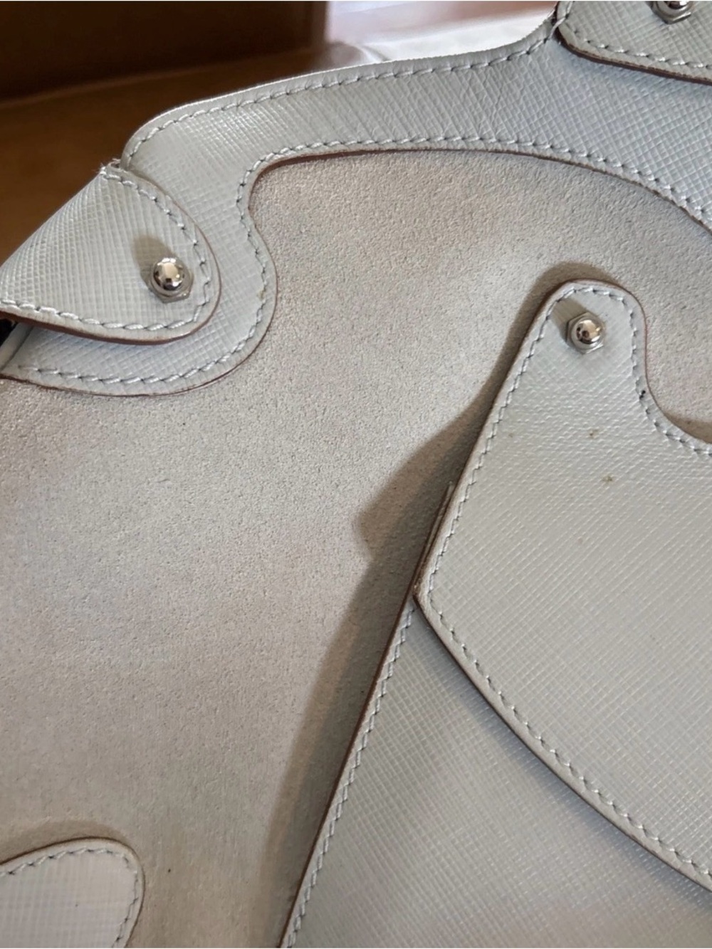 Salvatore Ferragamo Gancini Baguette Light Blue Suede & Saffiano Leather  RARE - Picture 4 of 15